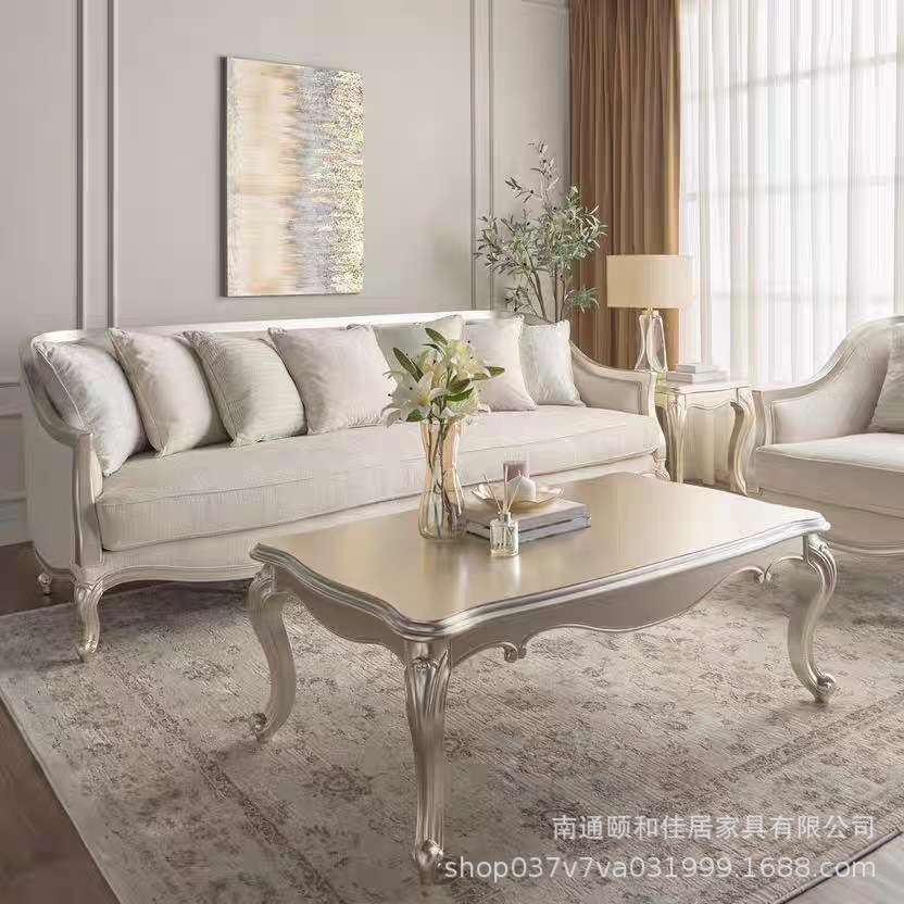 美式乡村实木复古沙发欧式简约布艺三人别墅法式家具双人沙发轻奢