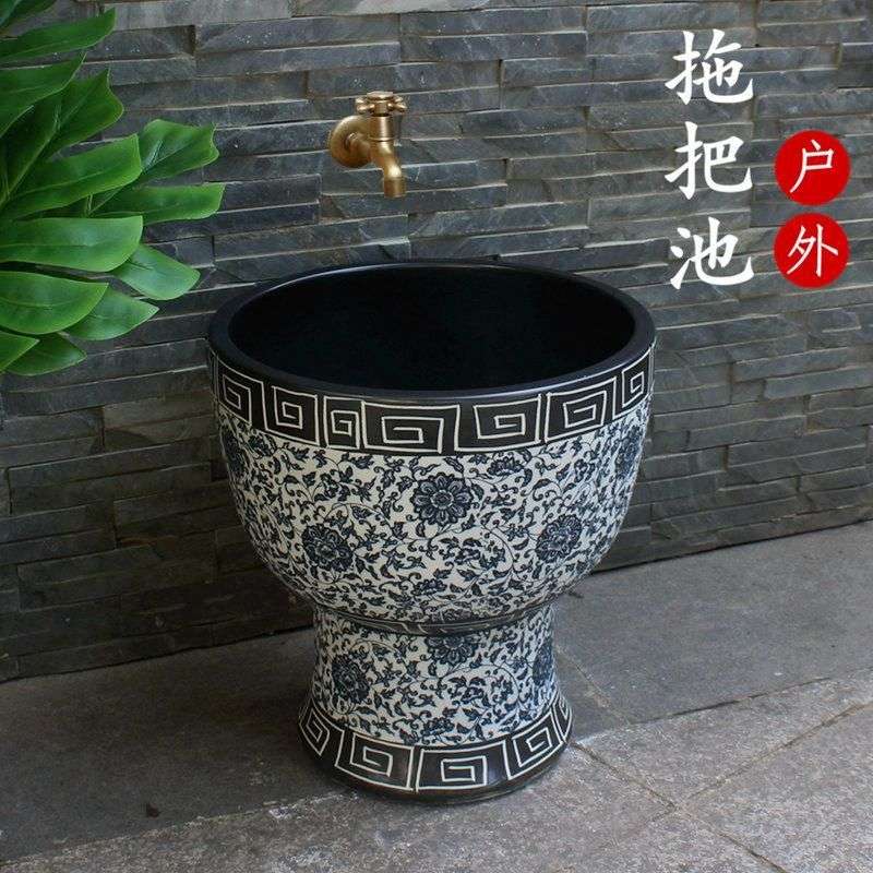 户外洗拖把池家用陶瓷拖布池一体拖地盆阳台墩布池托帕池庭院加高
