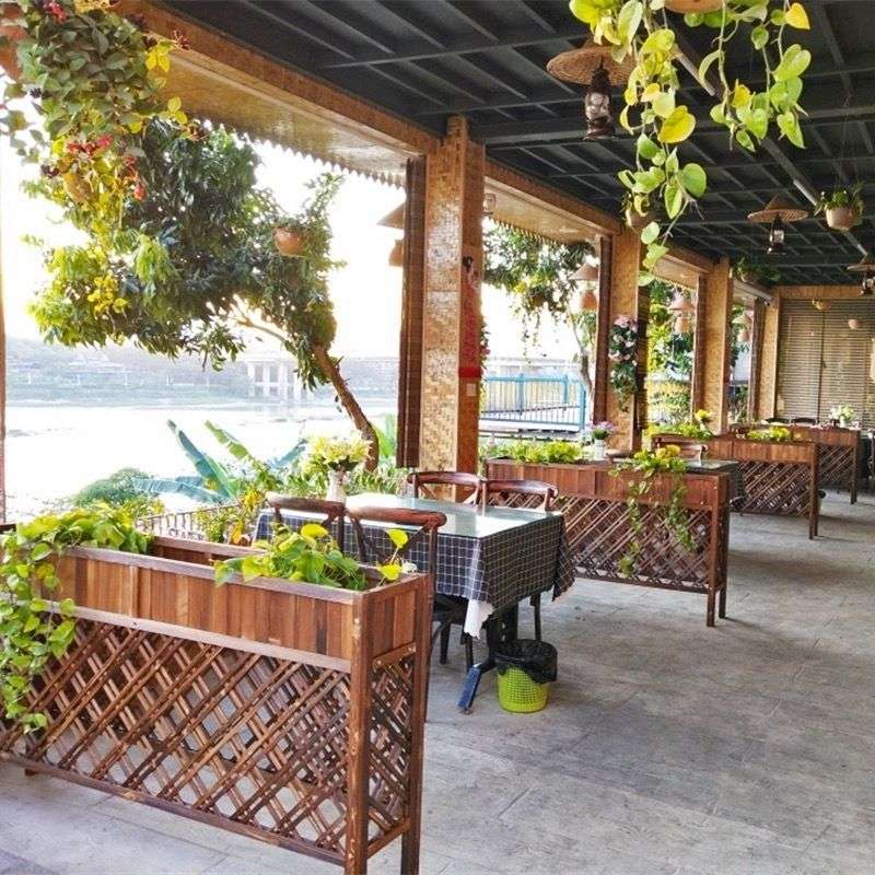 隔断花架户外花槽防腐木碳化 花箱餐厅栅栏围栏实木门口花园围栏