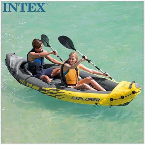 INTEX68307充气船橡皮划艇双人冲锋舟漂流送船桨气泵68306新款