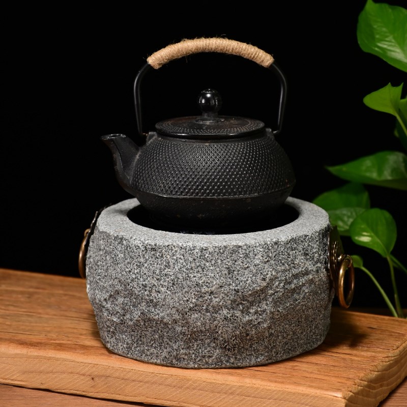 石头围炉煮茶小火炉烧烤炭炉取暖烤茶石头烤火盆茶罐罐茶炉石头炉