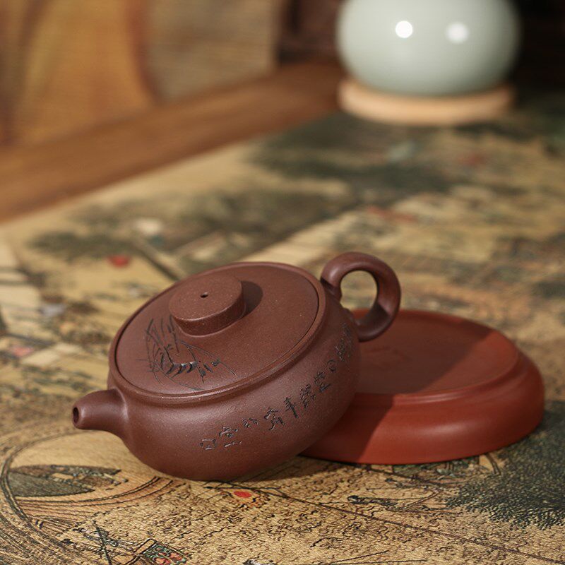 宜兴紫砂宽口壶工夫小茶壶小号泡茶复古茶壶潮州朱泥出水好密封
