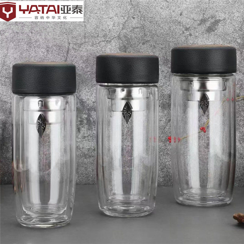 亚泰水晶贵族双层加厚玻璃杯耐高温鹅蛋商用男女办公泡茶水杯定制