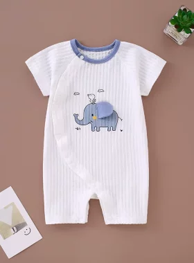 腹式呼吸耳朵会动的小象衣服婴儿服鼻子会动纯棉新生宝宝爬服连体