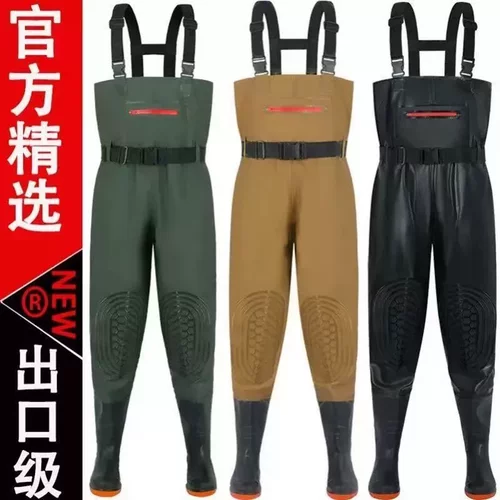 全牛筋下水裤加厚耐磨捕鱼半身雨裤男女连体防水衣服全身皮叉裤子
