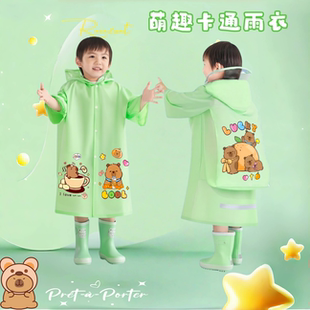 TPV材质卡皮巴拉儿童雨衣 加长防水雨披 适用书包设计