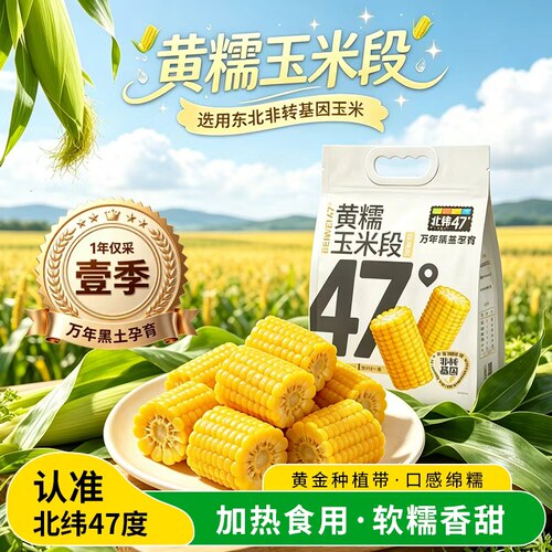 北纬47度黄糯玉米段真空装简餐粗粮上班族代餐新鲜东北甜糯玉米