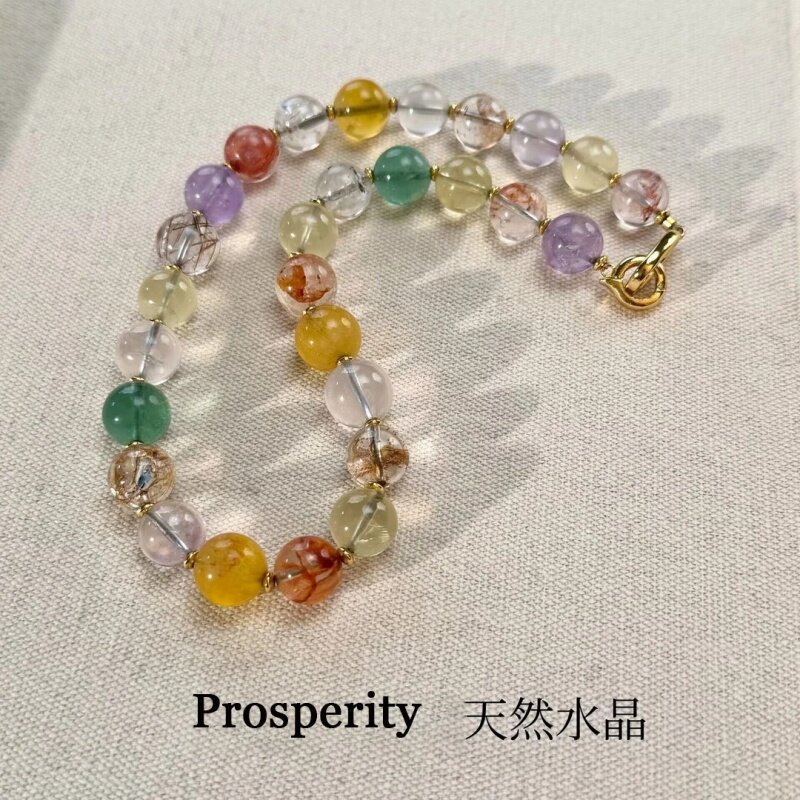 金玉满堂天然彩虹招财水晶项链图片