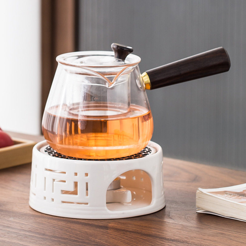 中式蜡烛加热温茶炉陶瓷煮茶器餐厅酒店高温玻璃侧把茶壶水果花茶
