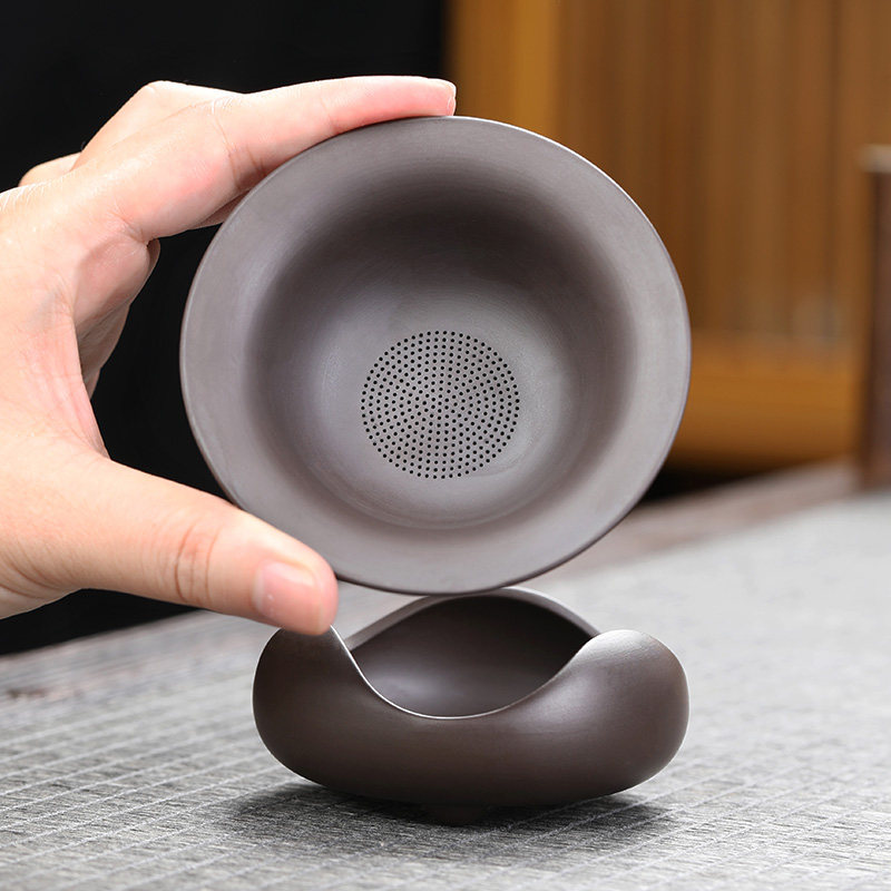 原矿紫砂茶漏全瓷一体过滤器陶瓷茶具配件茶叶过滤网茶隔泡茶漏斗