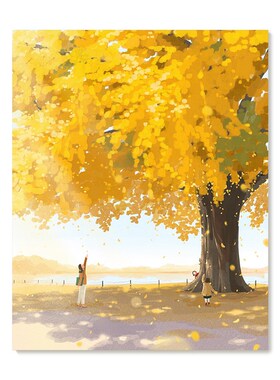 【特惠捡漏】插画师Subin复刻艺术版画治愈亲子秋日风景装饰画芯