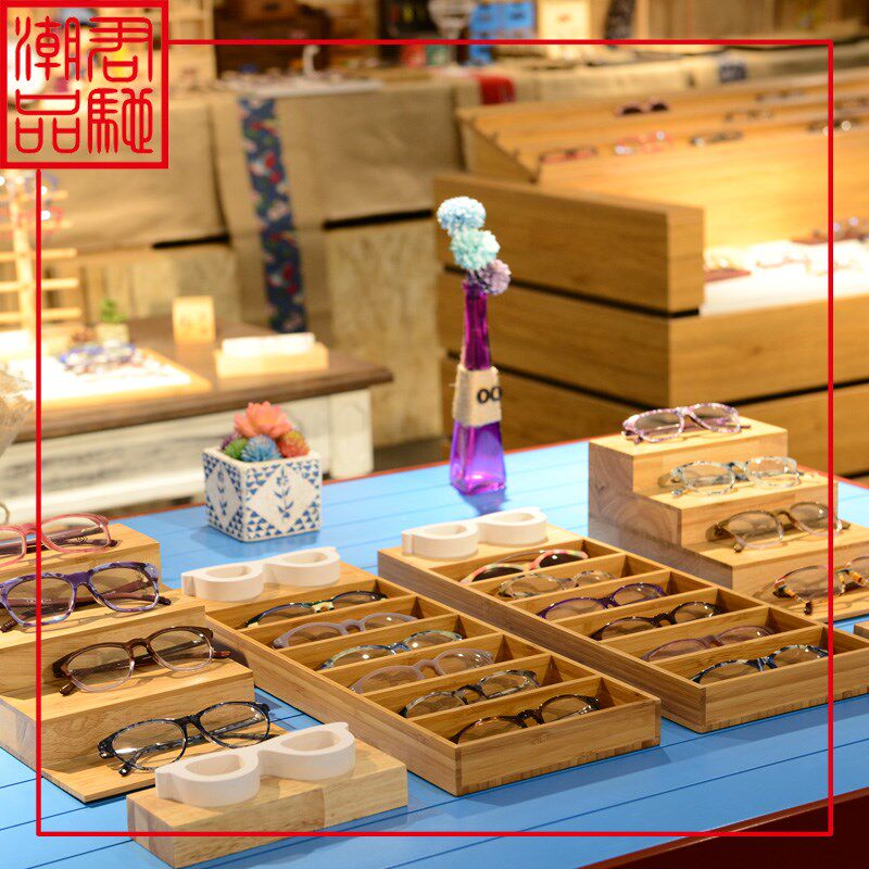 君驰潮品 新款实木眼镜店陈列道具定制眼镜饰品组合太阳镜展示架