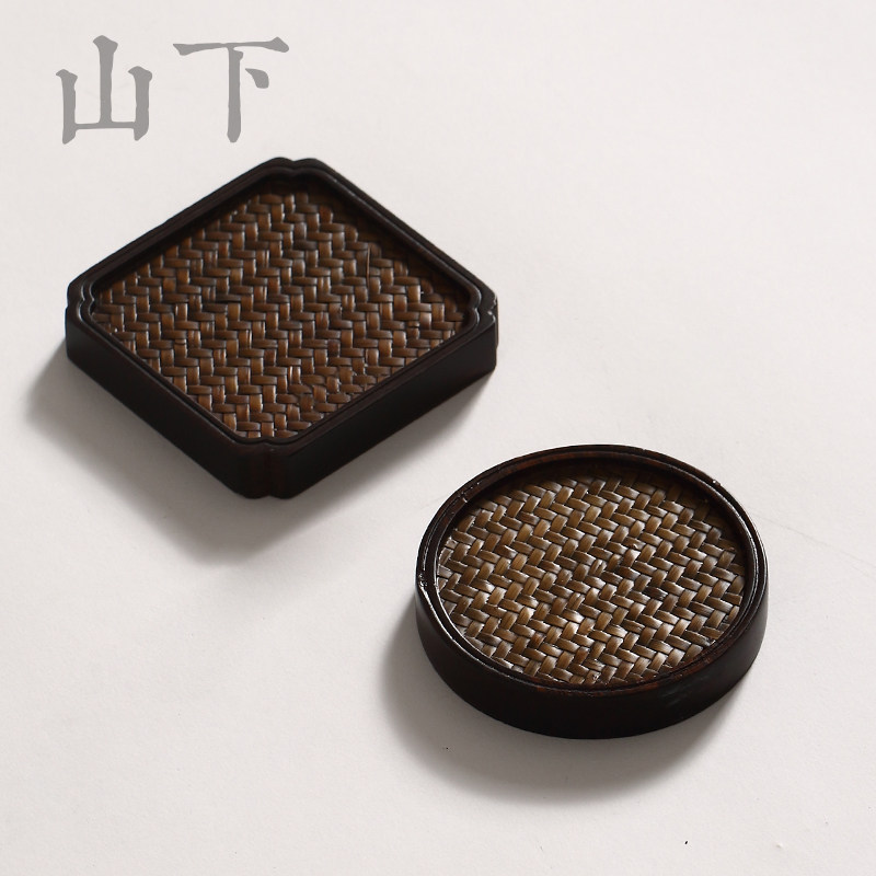 重竹杯垫手工竹制席面檀竹圆杯垫若兰茶杯托茶席饰物功夫茶道配件