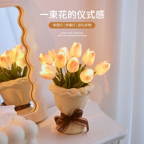 花束创意夜间小夜灯卧室睡眠灯儿童台灯床头氛围灯高级感2024新款