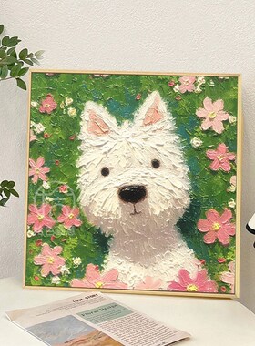 猫咪小狗石英砂丙烯肌理画diy手工材料全套手绘卡通数字油画填色