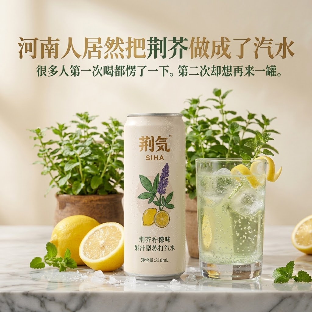 荆芥柠檬味汽泡水清爽解腻图片
