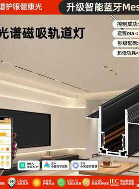 磁吸轨道灯嵌入式明装暗装家用无主灯客厅磁吸灯 店铺展厅白色