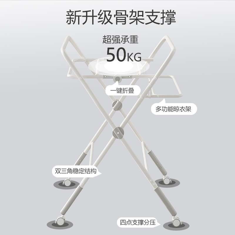 尿布台儿护理台可升降宝宝抚触台可移动多功能可折叠式可洗澡