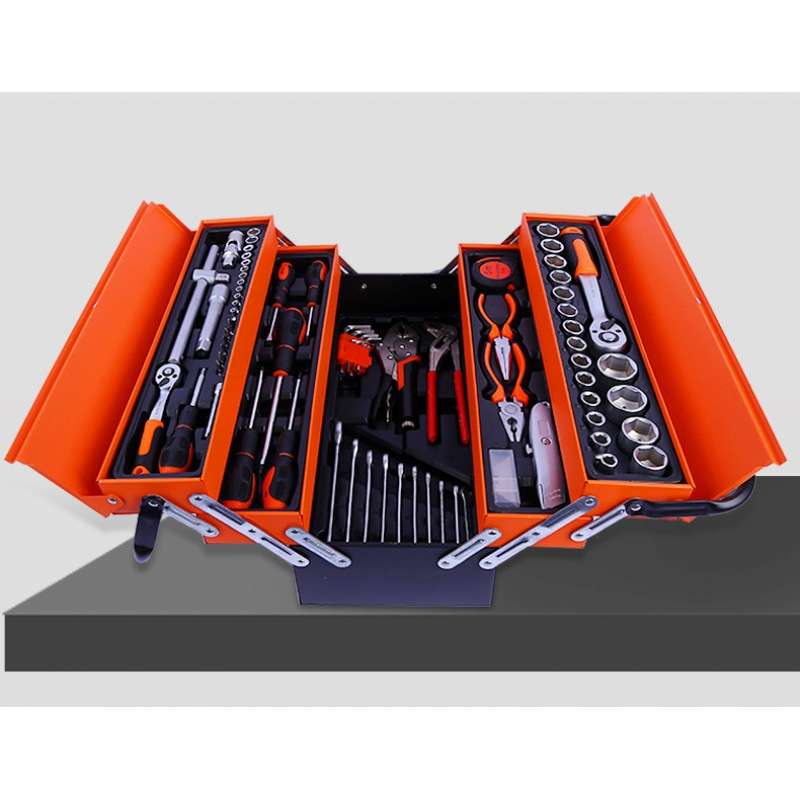 85件套铁盒工具箱套装扳手套筒工具多功能手提式五金工具套装