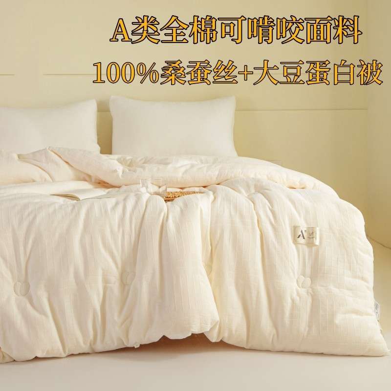 xKWa类桑蚕丝加大豆纤维纯棉全棉被子冬被加厚保暖棉被被芯四季通