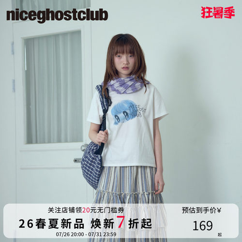 NICEGHOSTCLUB2026年夏季卡通印花大眼玩偶宽松街头风短袖T恤
