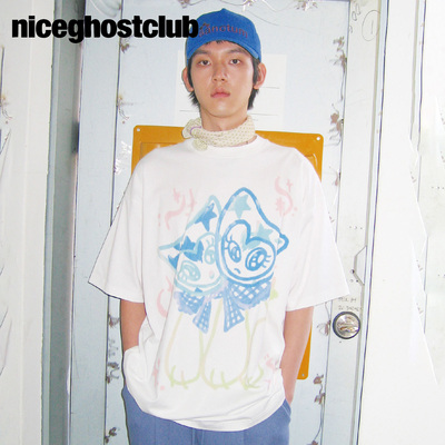 NICEGHOSTCLUB2026夏季新品水彩玩偶超大类T恤百搭韩系ins风短袖