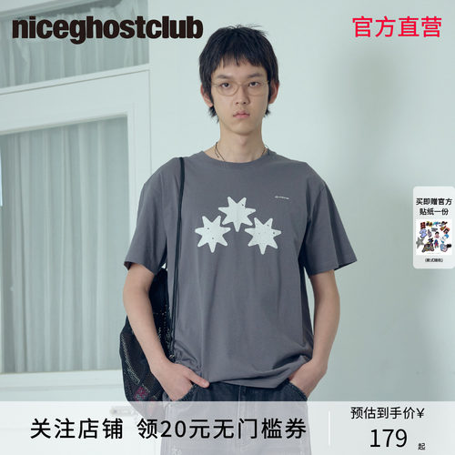 NICEGHOSTCLUB2026年夏季男女同款宽松时尚街头印花短袖T恤
