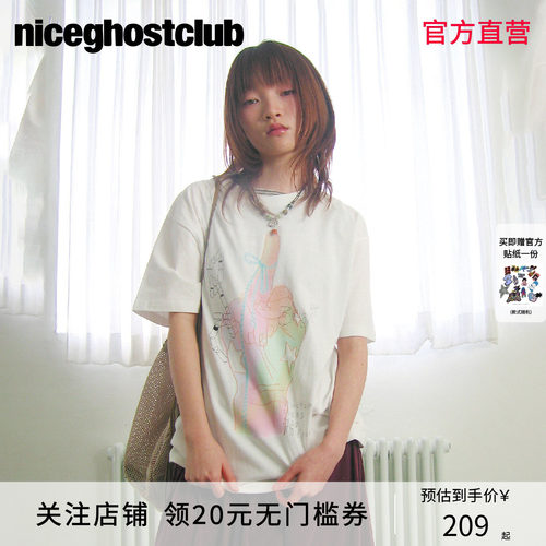 NICEGHOSTCLUB2026夏季新品复古彩虹手指T恤韩系ins百搭个性短袖