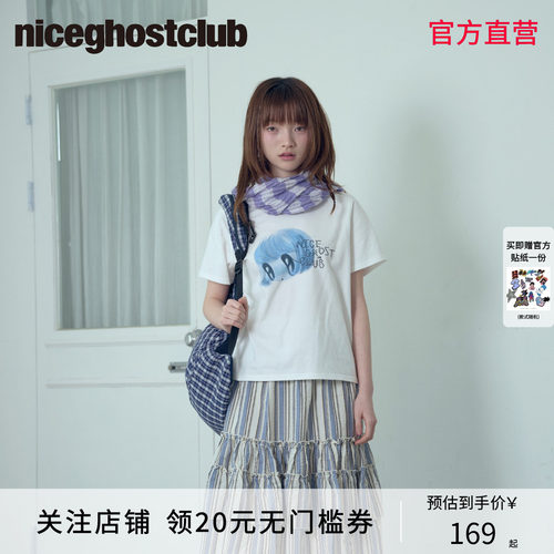 NICEGHOSTCLUB2026年夏季卡通印花大眼玩偶宽松街头风短袖T恤