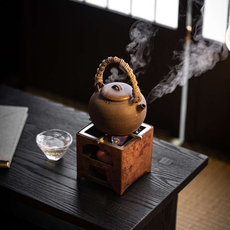 中式家用紫铜碳炉酒精炉户外便携铜炉炭炉煮茶器蜡烛温茶炉