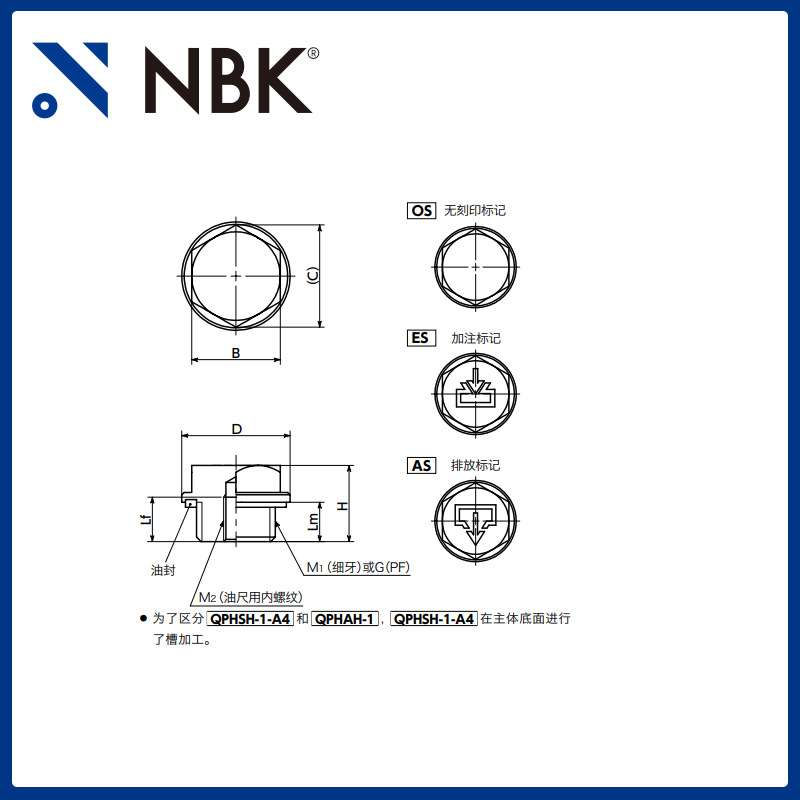 NBK QPHSH-1-A4 螺塞 不锈钢制 可使用温度180 机械零配件厂家