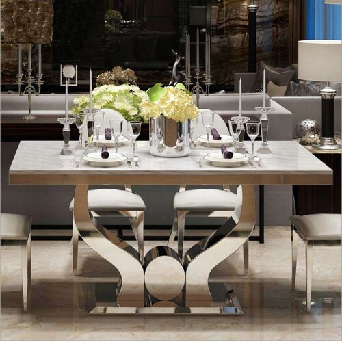 镀金色不锈钢餐桌椅gold coated stainless steel dining tables