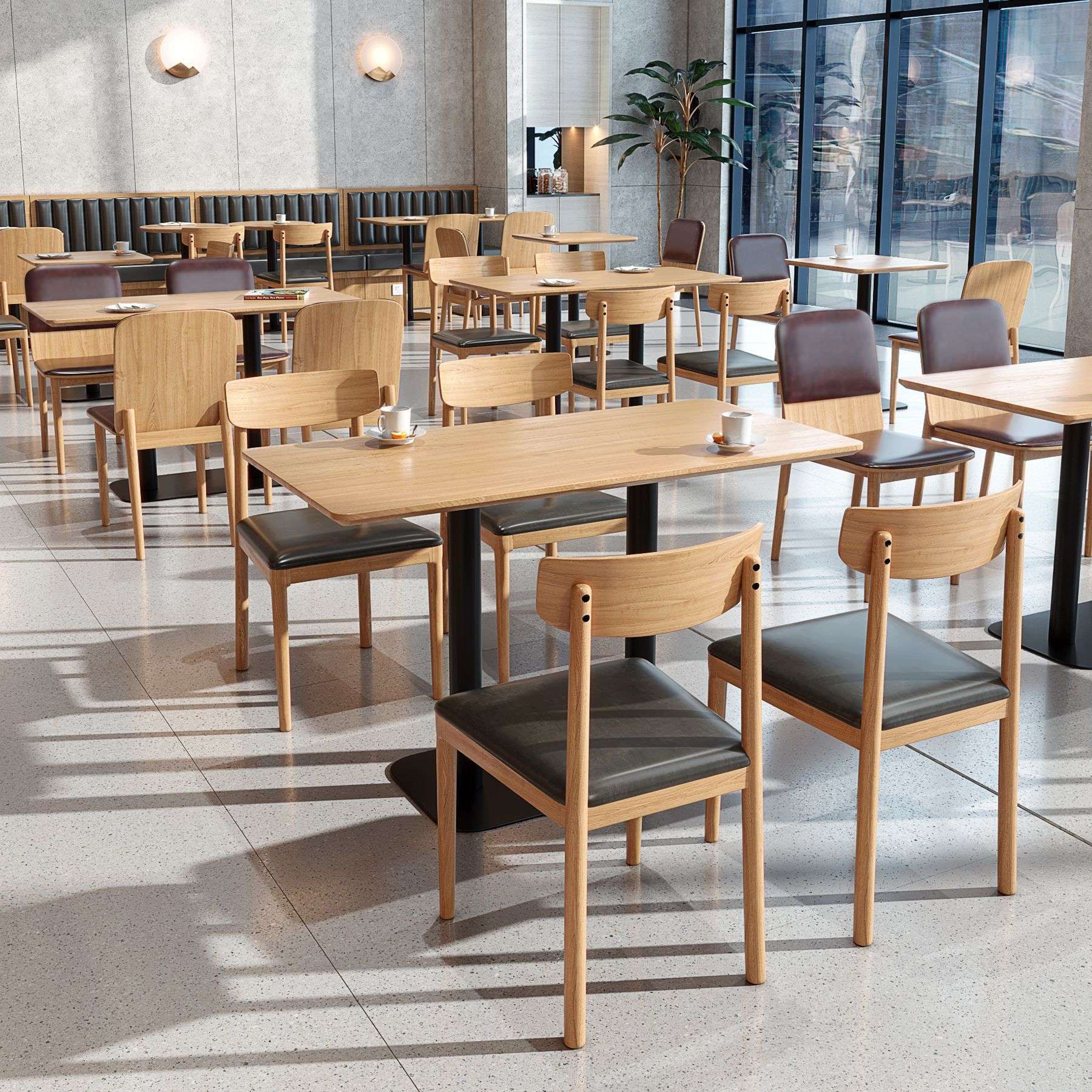 奶茶店卡座沙发商用休闲咖啡西餐厅火锅餐饮饭店桌椅组合充电家用