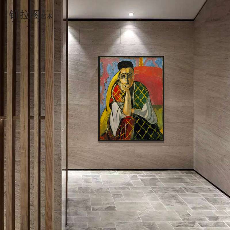 毕加索复古抽象人物装饰画客厅酒店民宿餐厅大师油画小众艺术挂画