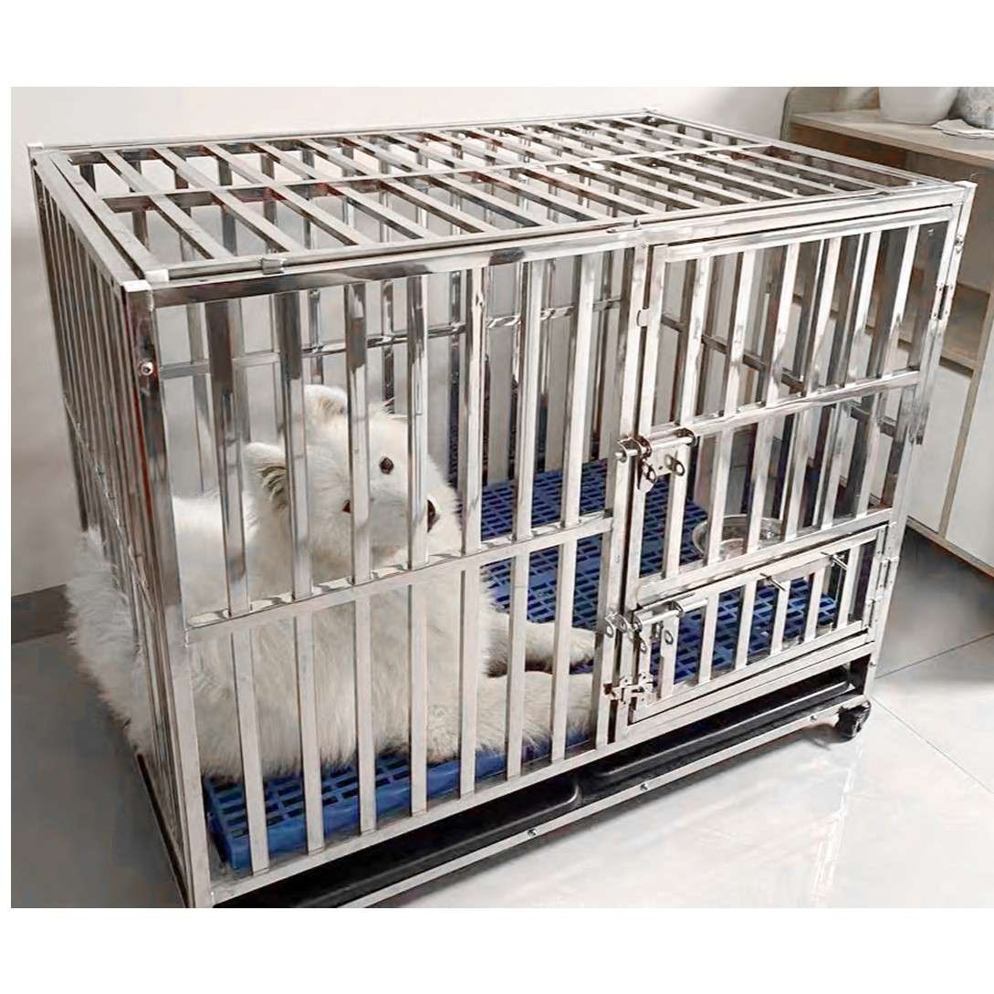不锈钢大型犬加粗宠物笼狗笼德牧可折叠狗窝马犬中型狗窝防水笼子