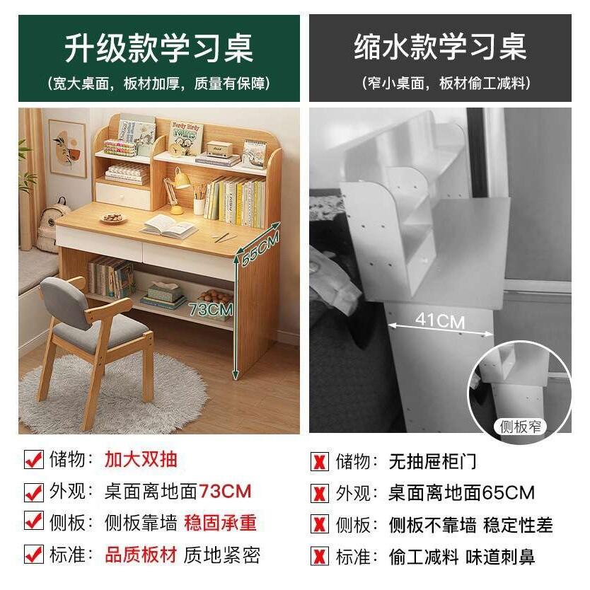 现代简约办公桌家用电脑桌子学习书桌女生卧室学生写字书架