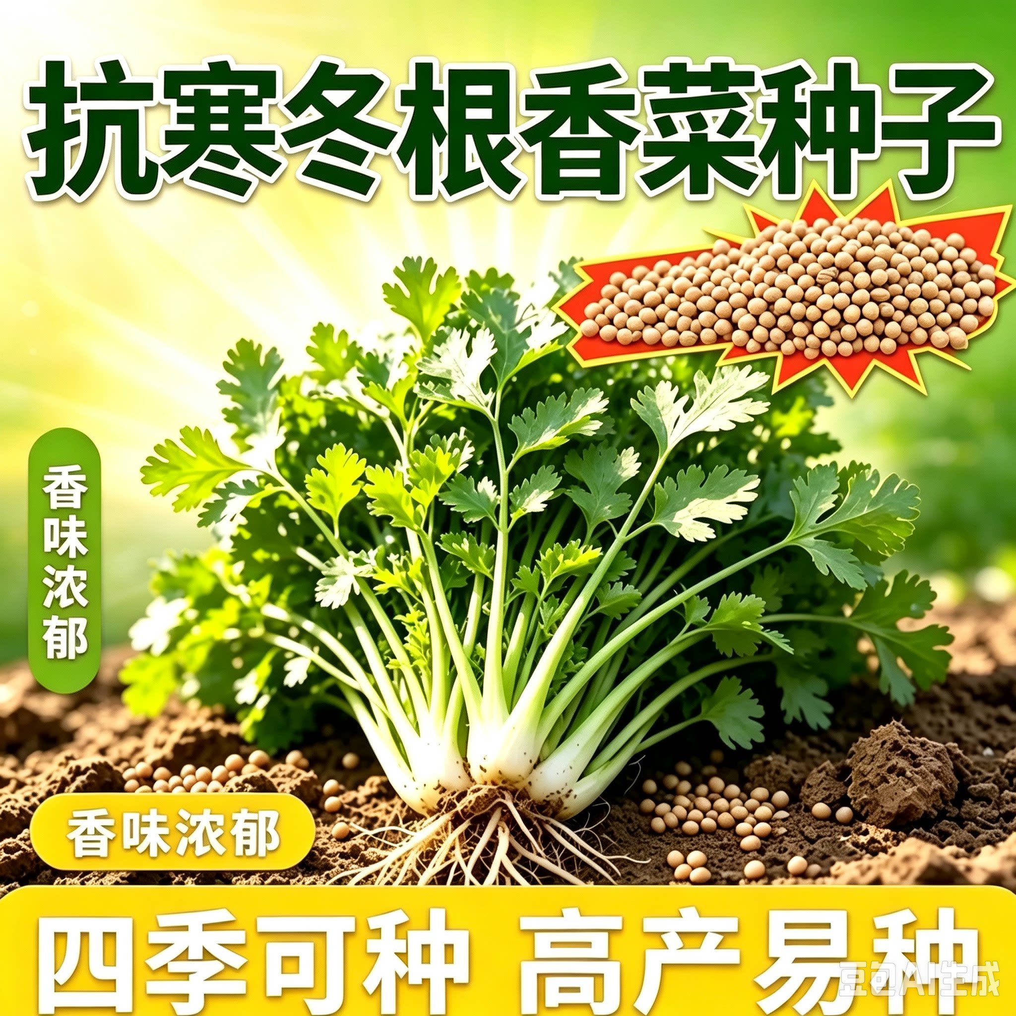 【抗寒冬根香菜】耐寒越冬浓香耐抽苔阳台盆栽庭院地栽种植YS