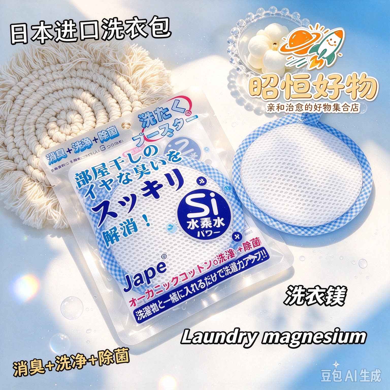【1片可重复清洗300次】洗衣镁洗衣机衣物去污除臭除菌包清洁袋CZ