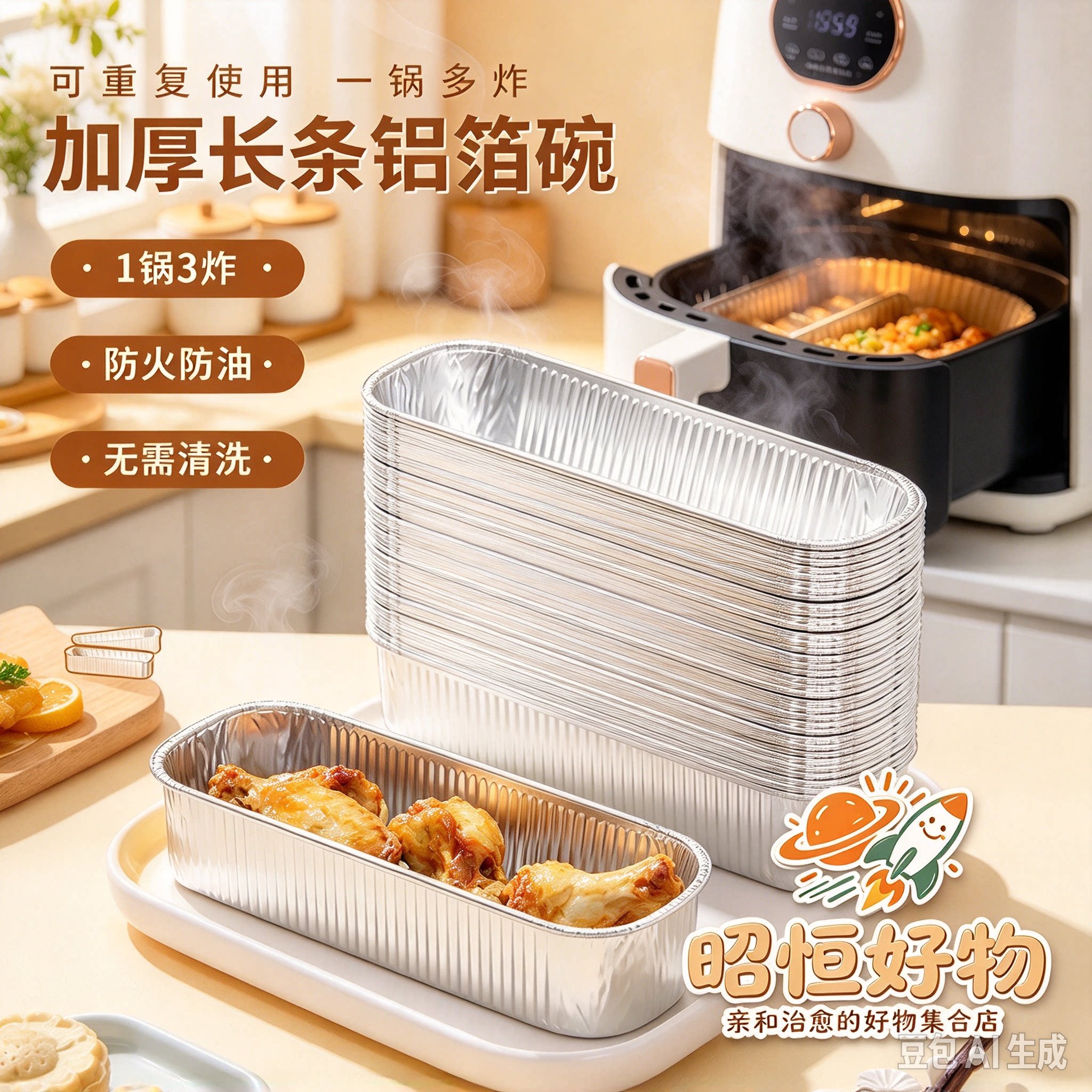 空气炸锅锡纸盒长方形家用烤箱烤榴莲盒烧烤铝箔盒蛋糕模具食品YS