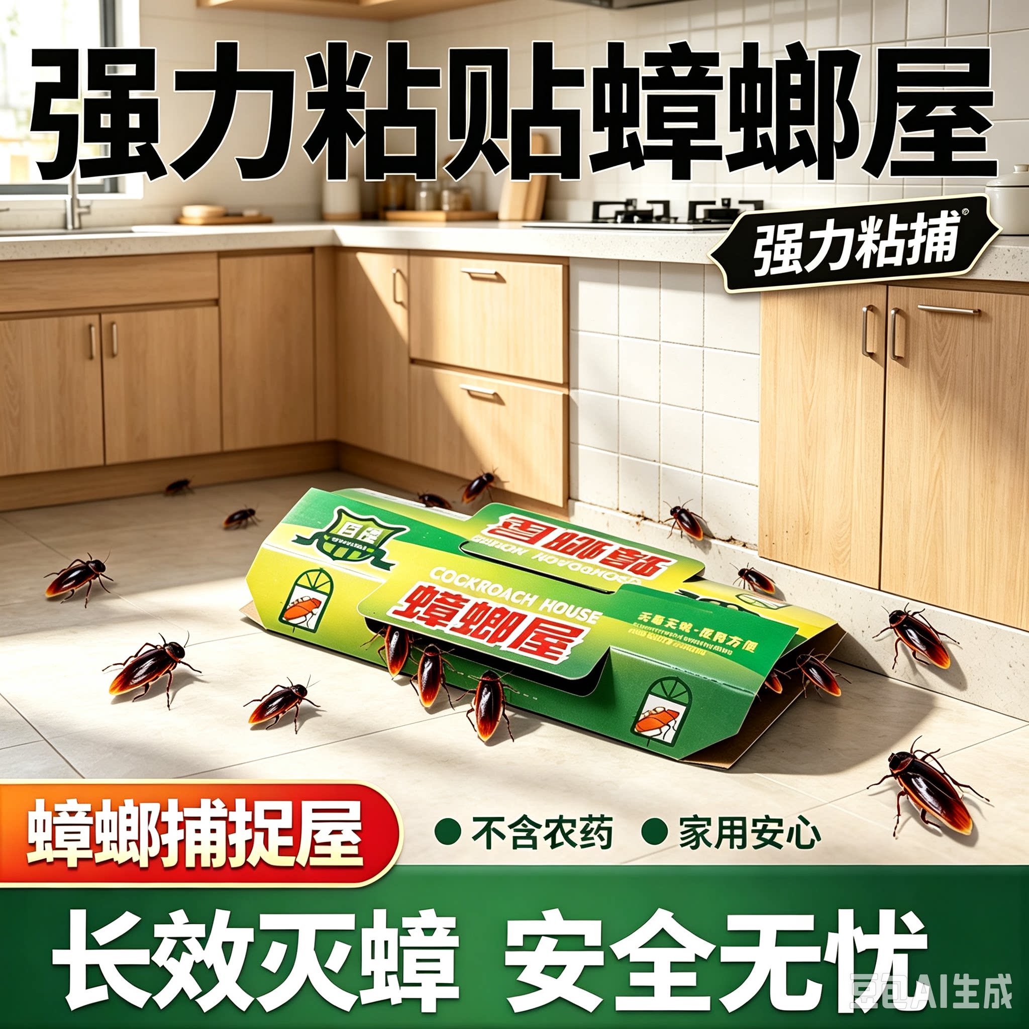 【官方正品】蟑螂捕捉屋家用灭除蟑螂屋强力粘贴捕捉物理灭蟑CZ