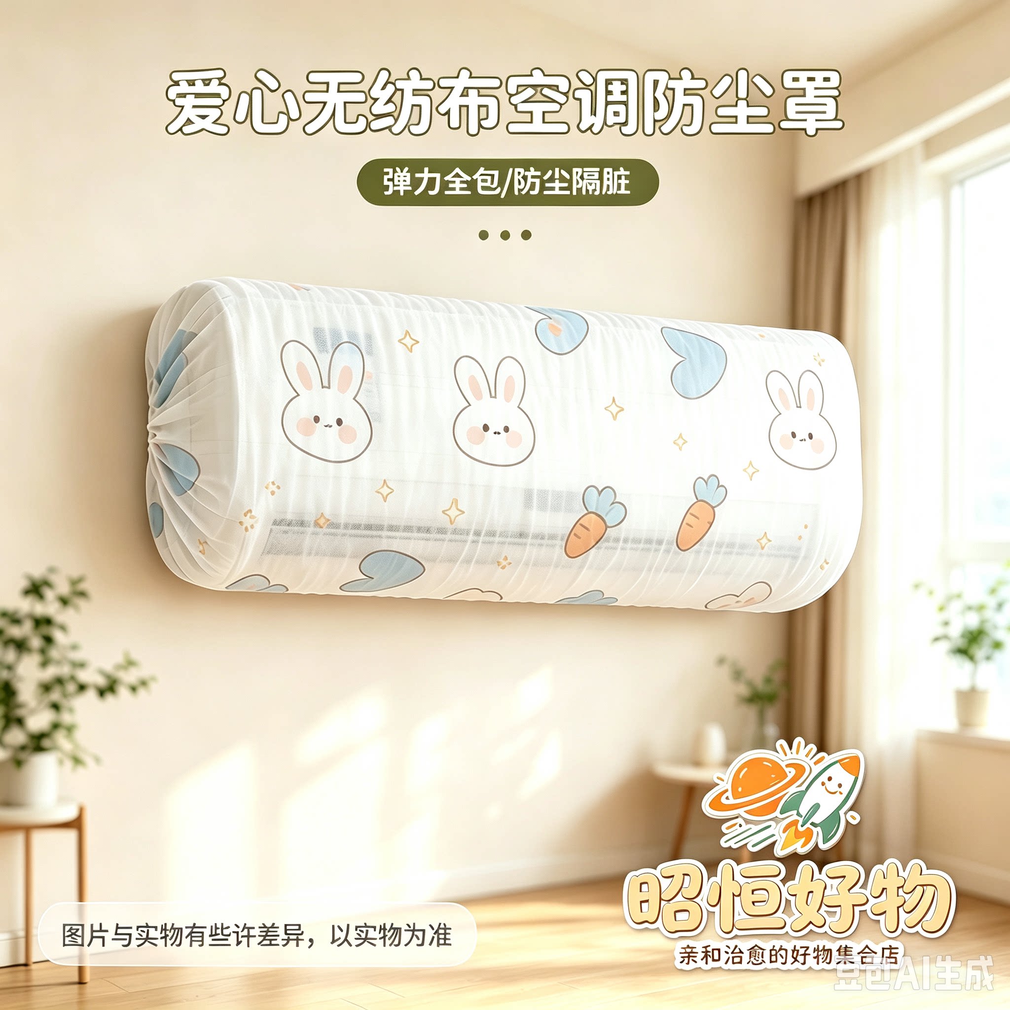 【到手5个装】爱心无纺布空调防尘罩挂机通用防尘隔脏全包裹YS