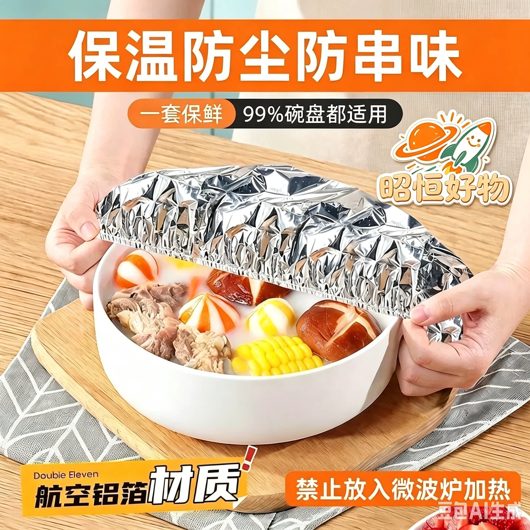 保鲜保温套冬天家用饭菜保温神器隔热膜保鲜菜罩餐桌防尘罩套CJ