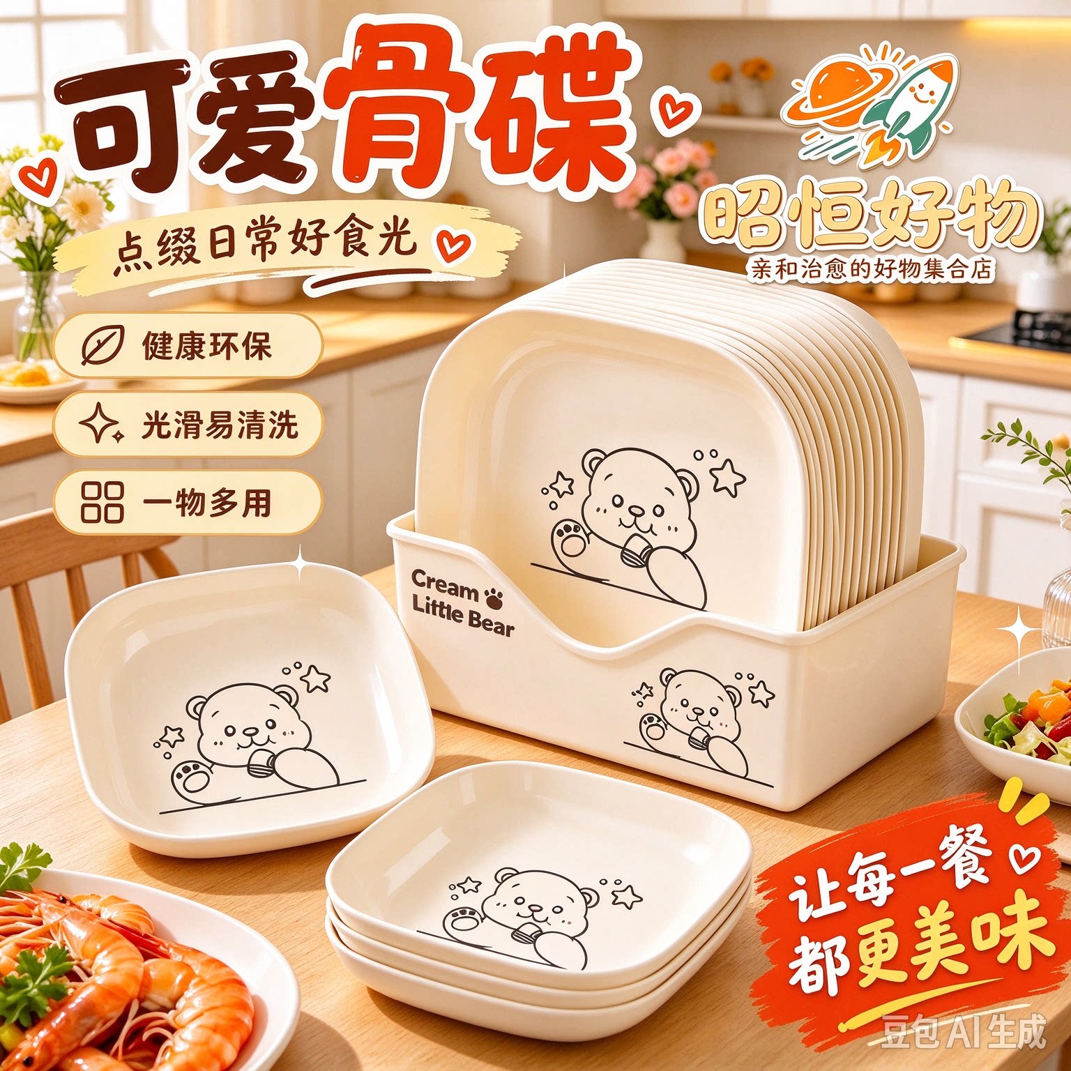 高颜值吐骨碟家用食品可微波小菜碟零食盘餐桌吐骨头盘碟带底座YS