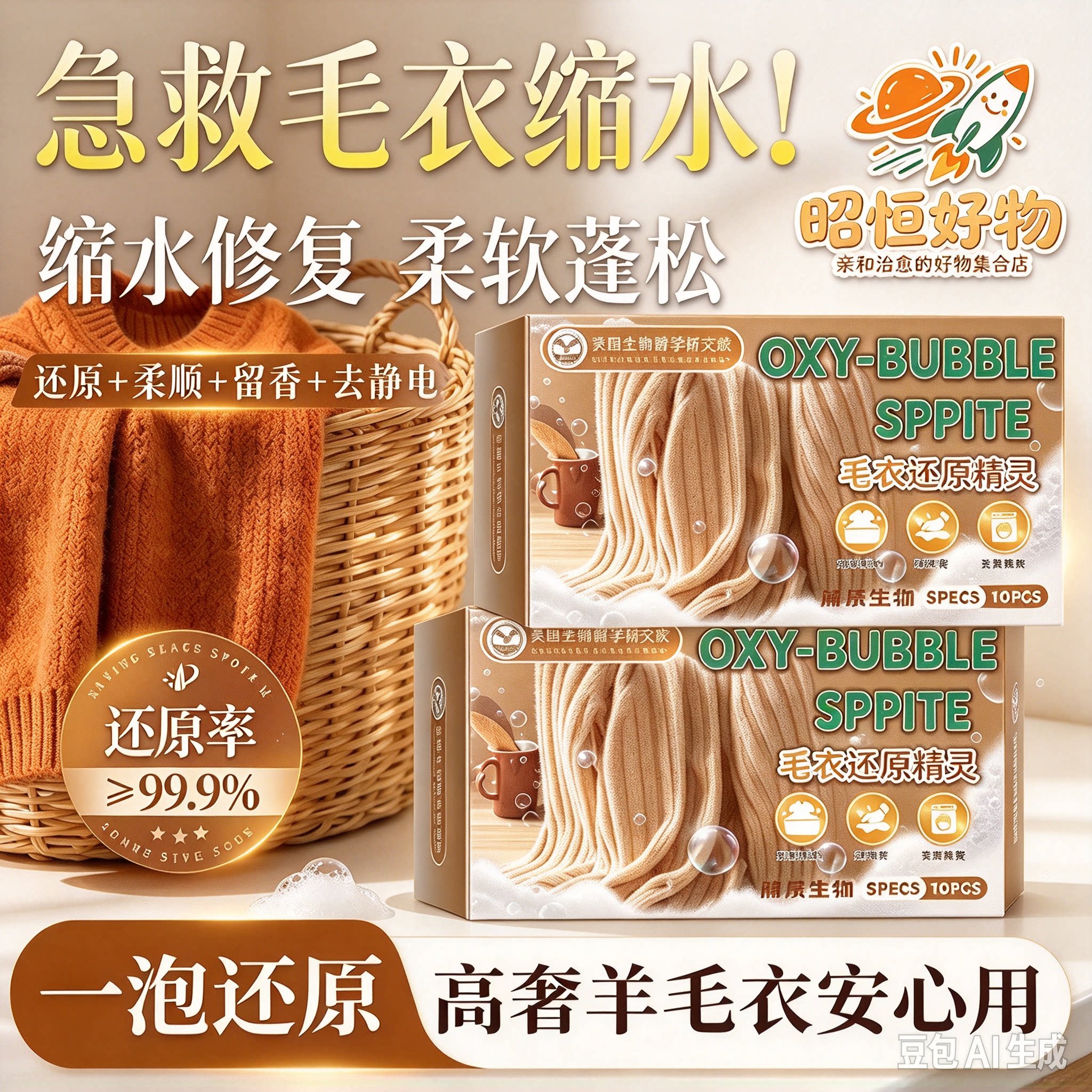 【羊绒毛衣还原颗粒】可机洗防缩水护理蓬松柔顺羊绒衫毛衣还原CZ