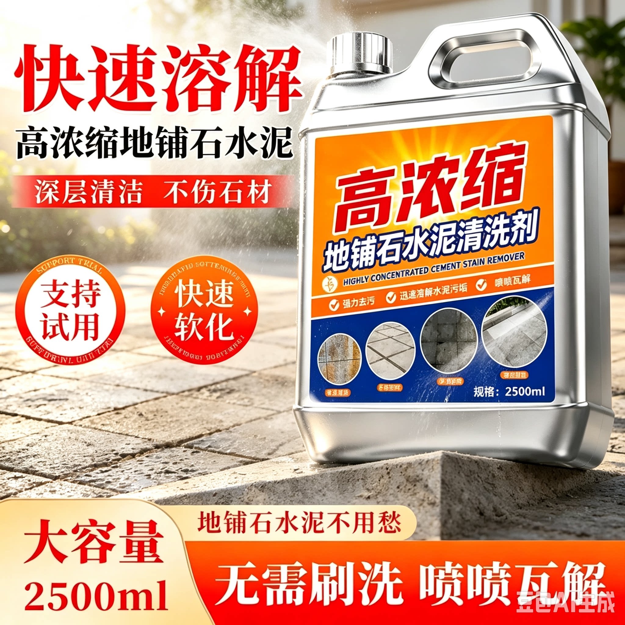 地铺石水泥高浓缩清洗剂石材清洗灰地板装修室外清洁溶解强力CJ