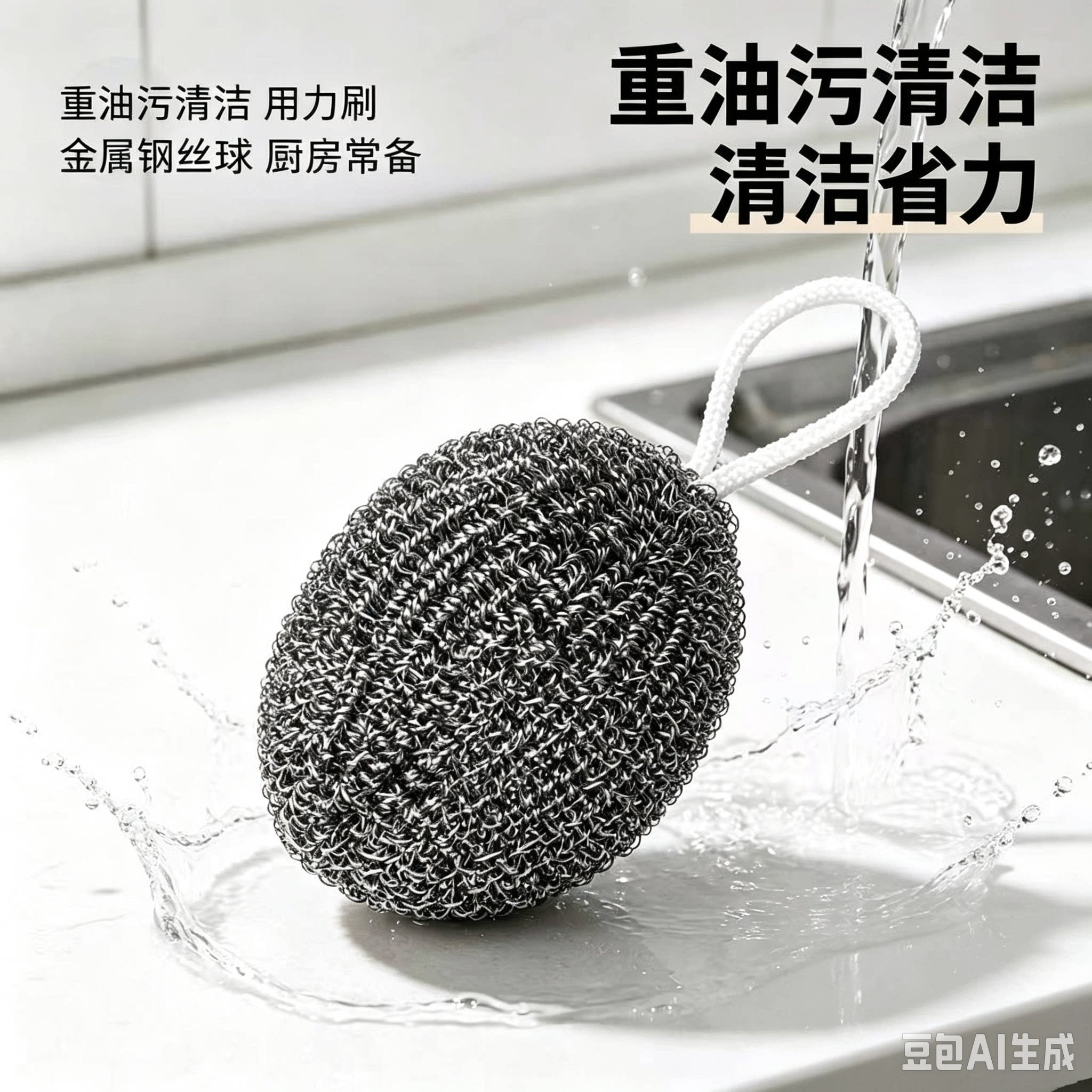 【钜惠8个!】自带挂绳清洁球不锈钢厨房手机洗碗神器铁丝球CZ