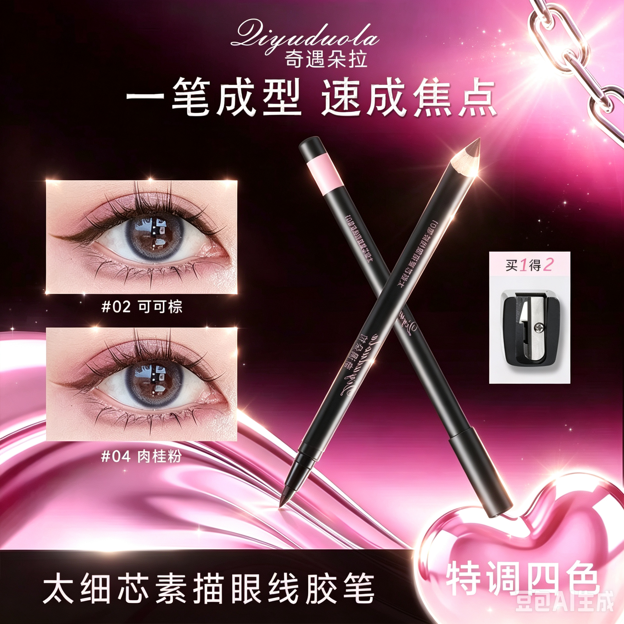 【赠送卷笔刀】极细素描眼线胶笔防水防汗不晕染持久下至笔卧蚕CZ