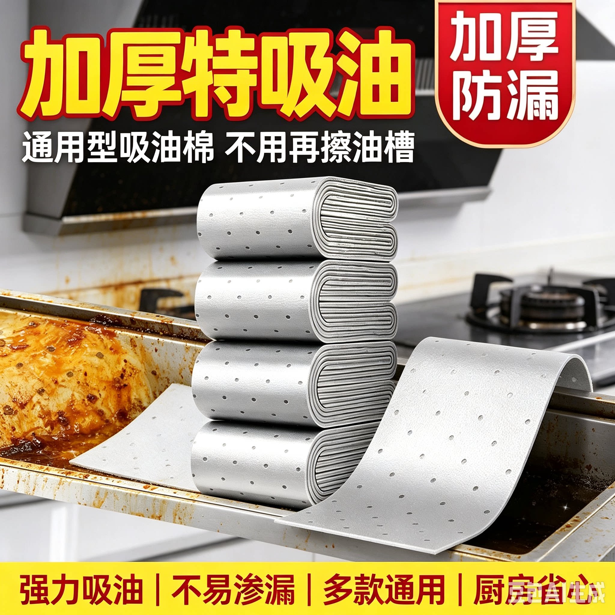 抽油烟机加厚款吸油棉条厨房专用油纸油槽通用过滤盒防油贴纸CZ