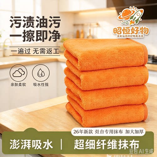 【30*30cm】厨房抹布家用吸油不易沾油超细纤维抹布吸水不掉毛YS