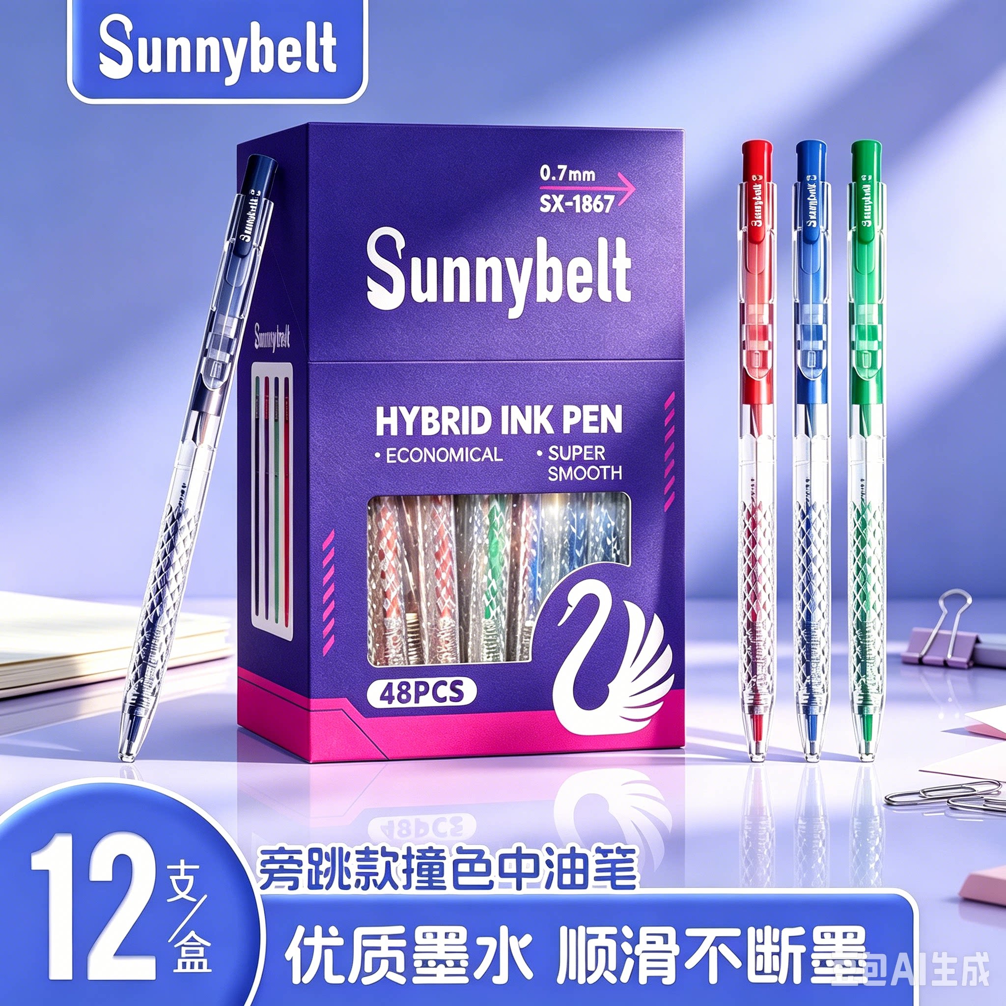 施柏德中油笔蓝色红笔速干顺滑不卡流畅自然中油笔进口文具礼物CZ